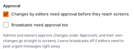 The Approval section in Settings