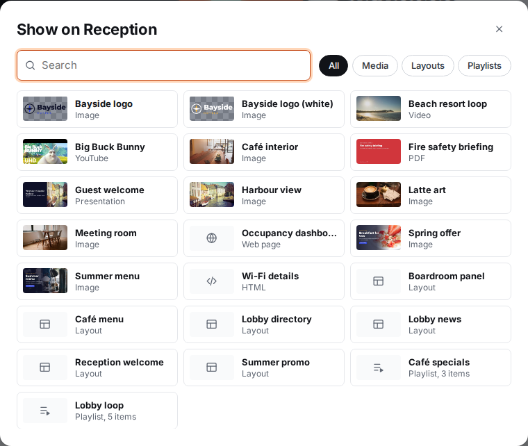 Choosing content for a screen