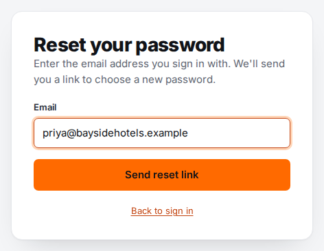 Asking for a reset link