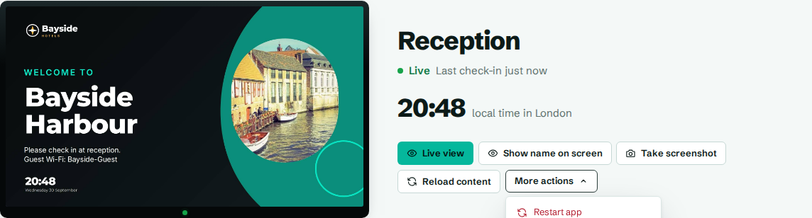 Remote actions, with More actions open