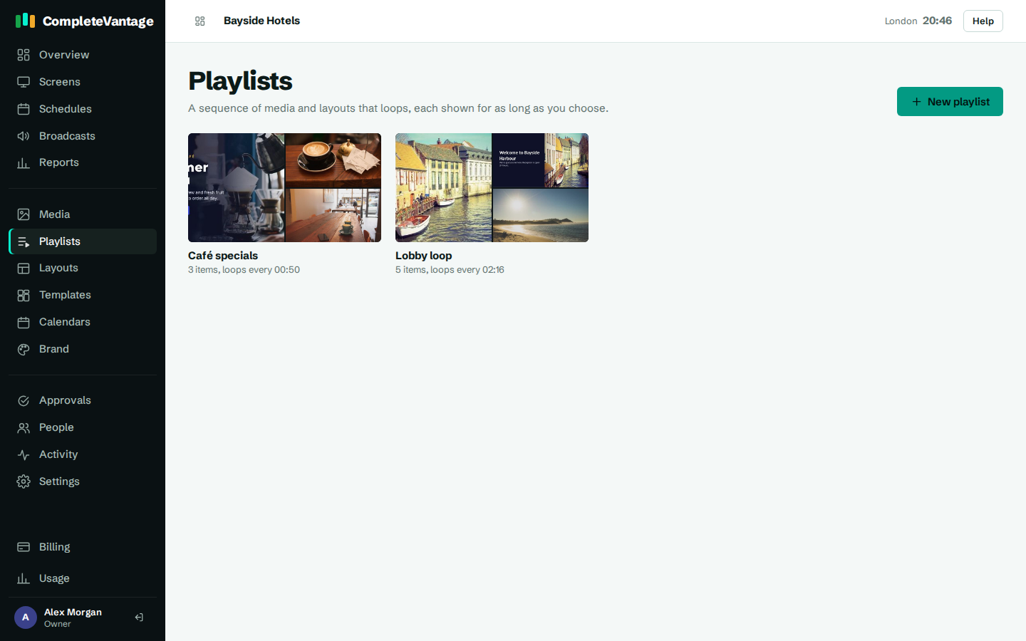 The Playlists page