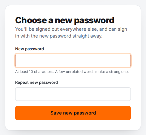 Choosing a new password