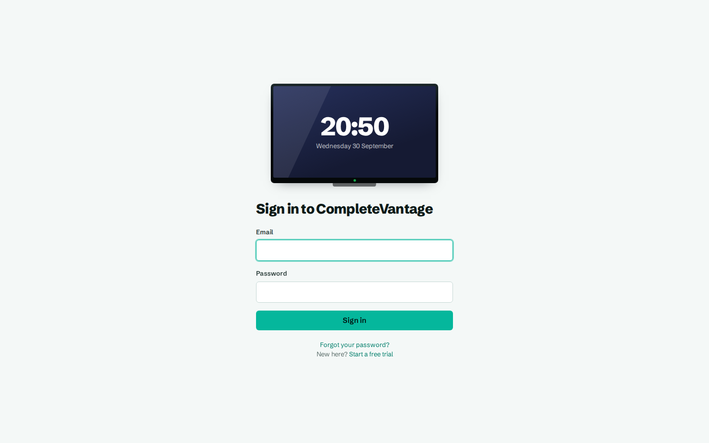 The sign-in page