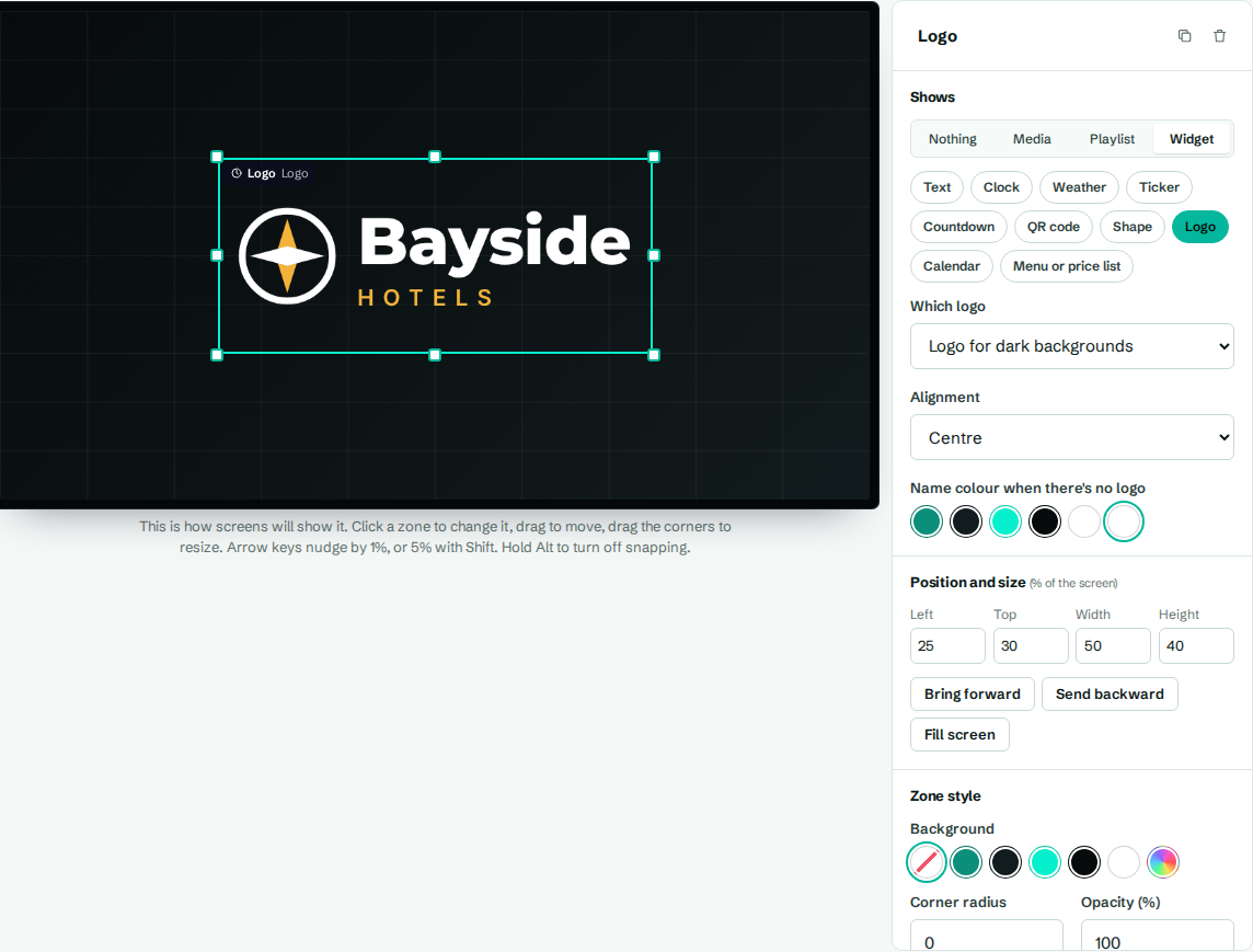 A logo widget and its settings