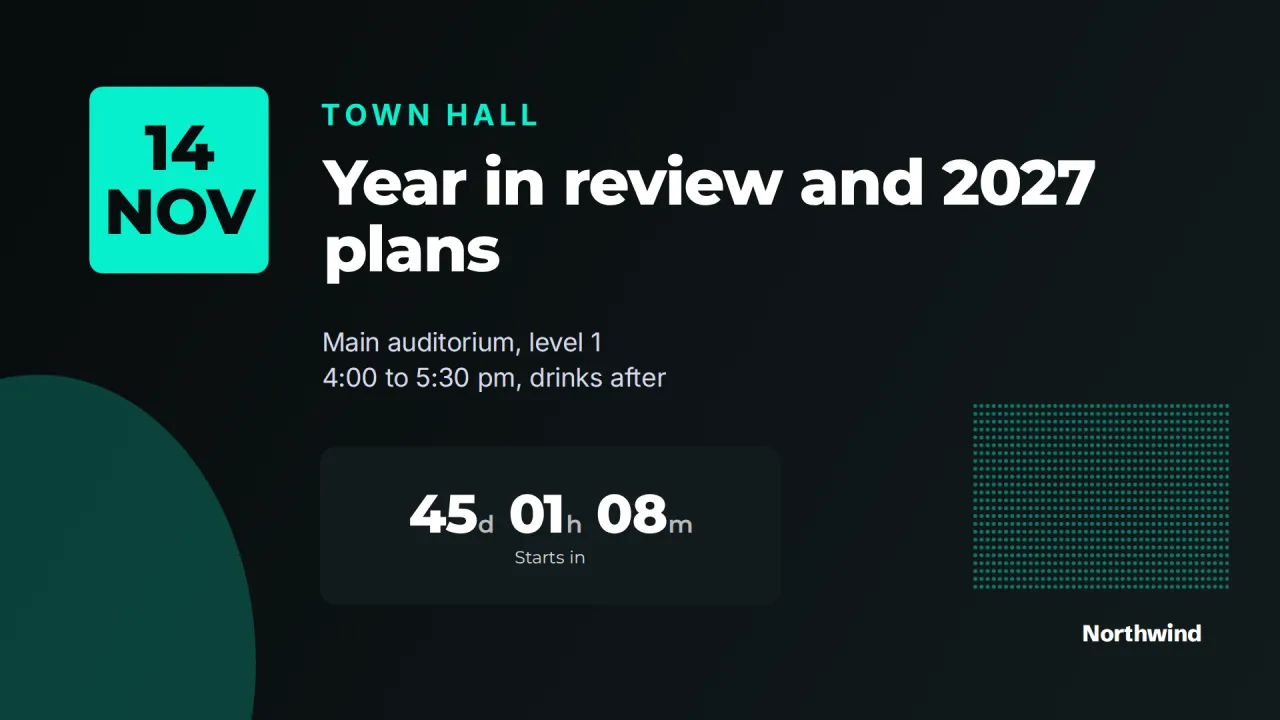 Event spotlight with a live countdown
